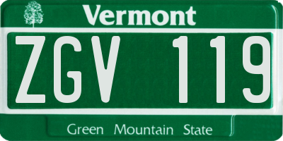VT license plate ZGV119