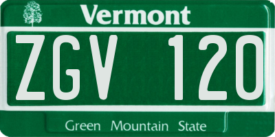 VT license plate ZGV120