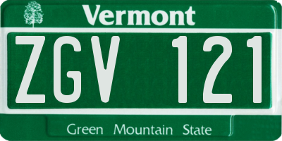 VT license plate ZGV121