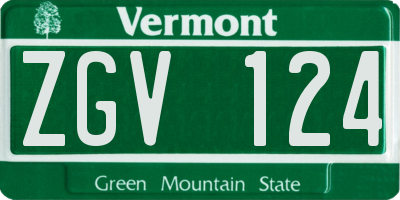 VT license plate ZGV124