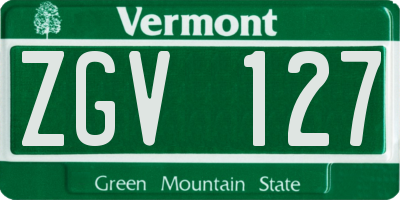 VT license plate ZGV127
