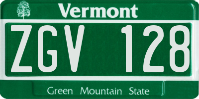 VT license plate ZGV128