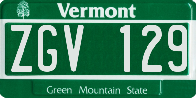 VT license plate ZGV129