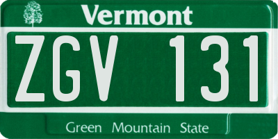 VT license plate ZGV131