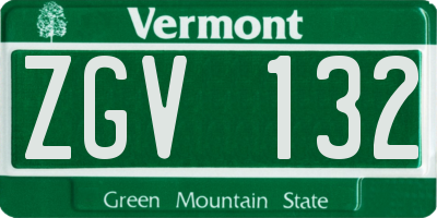 VT license plate ZGV132