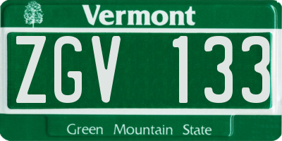 VT license plate ZGV133