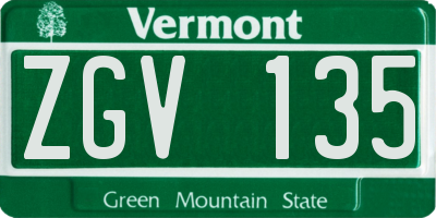 VT license plate ZGV135