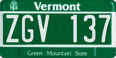 VT license plate ZGV137
