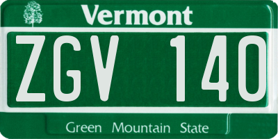 VT license plate ZGV140