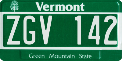 VT license plate ZGV142