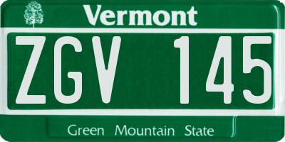 VT license plate ZGV145