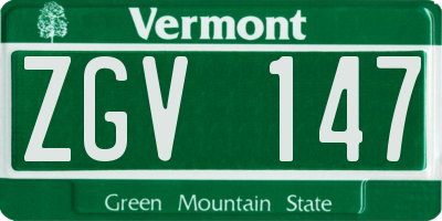 VT license plate ZGV147