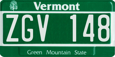 VT license plate ZGV148
