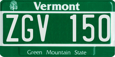VT license plate ZGV150