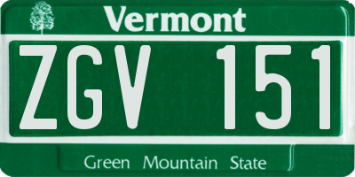 VT license plate ZGV151