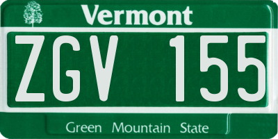 VT license plate ZGV155
