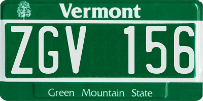 VT license plate ZGV156