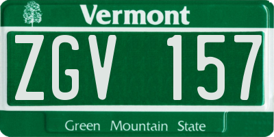 VT license plate ZGV157