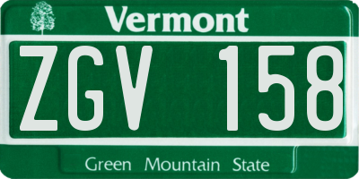 VT license plate ZGV158