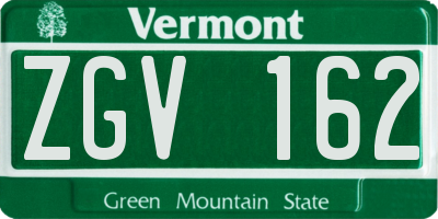 VT license plate ZGV162