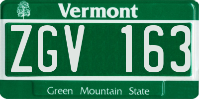 VT license plate ZGV163