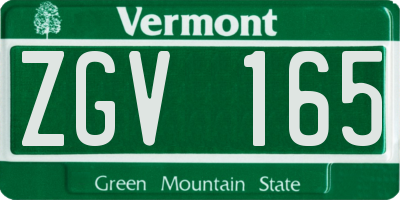 VT license plate ZGV165