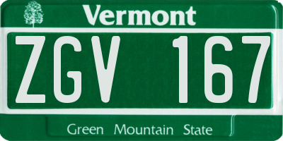 VT license plate ZGV167