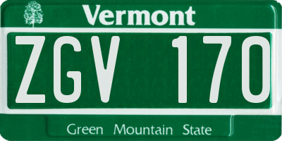 VT license plate ZGV170