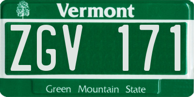 VT license plate ZGV171