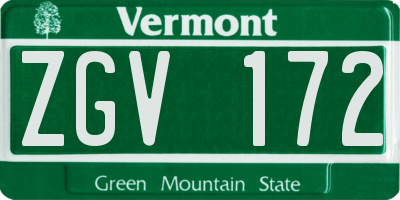 VT license plate ZGV172
