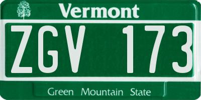 VT license plate ZGV173