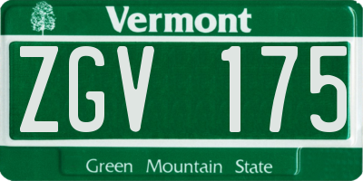 VT license plate ZGV175