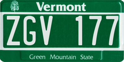 VT license plate ZGV177