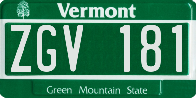 VT license plate ZGV181