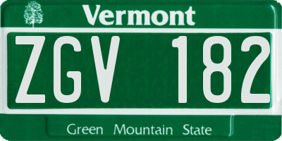 VT license plate ZGV182