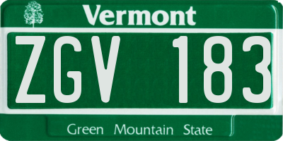 VT license plate ZGV183