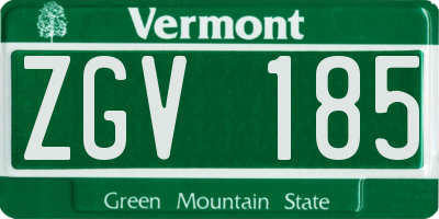 VT license plate ZGV185