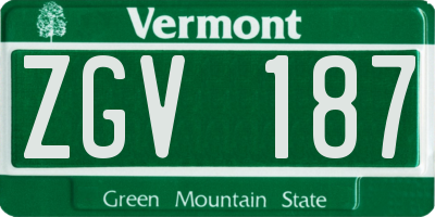 VT license plate ZGV187