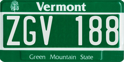 VT license plate ZGV188