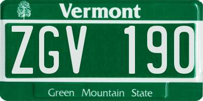 VT license plate ZGV190