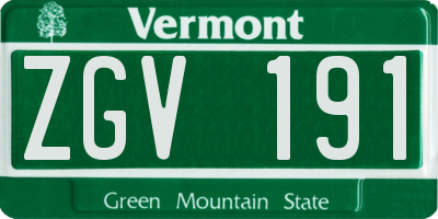 VT license plate ZGV191