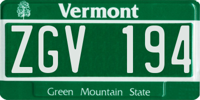 VT license plate ZGV194