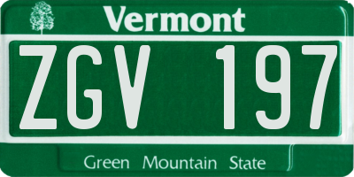VT license plate ZGV197