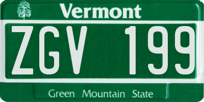 VT license plate ZGV199