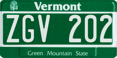 VT license plate ZGV202