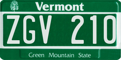 VT license plate ZGV210
