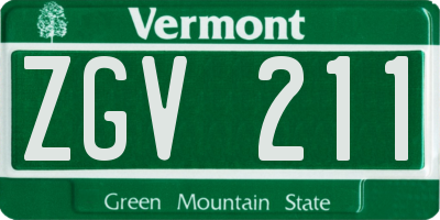 VT license plate ZGV211