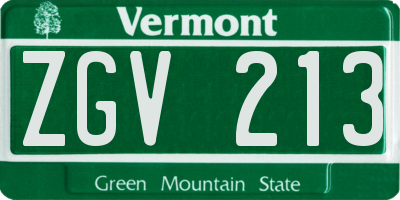 VT license plate ZGV213