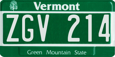 VT license plate ZGV214