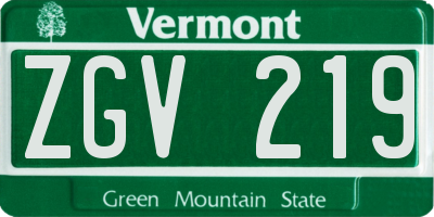 VT license plate ZGV219